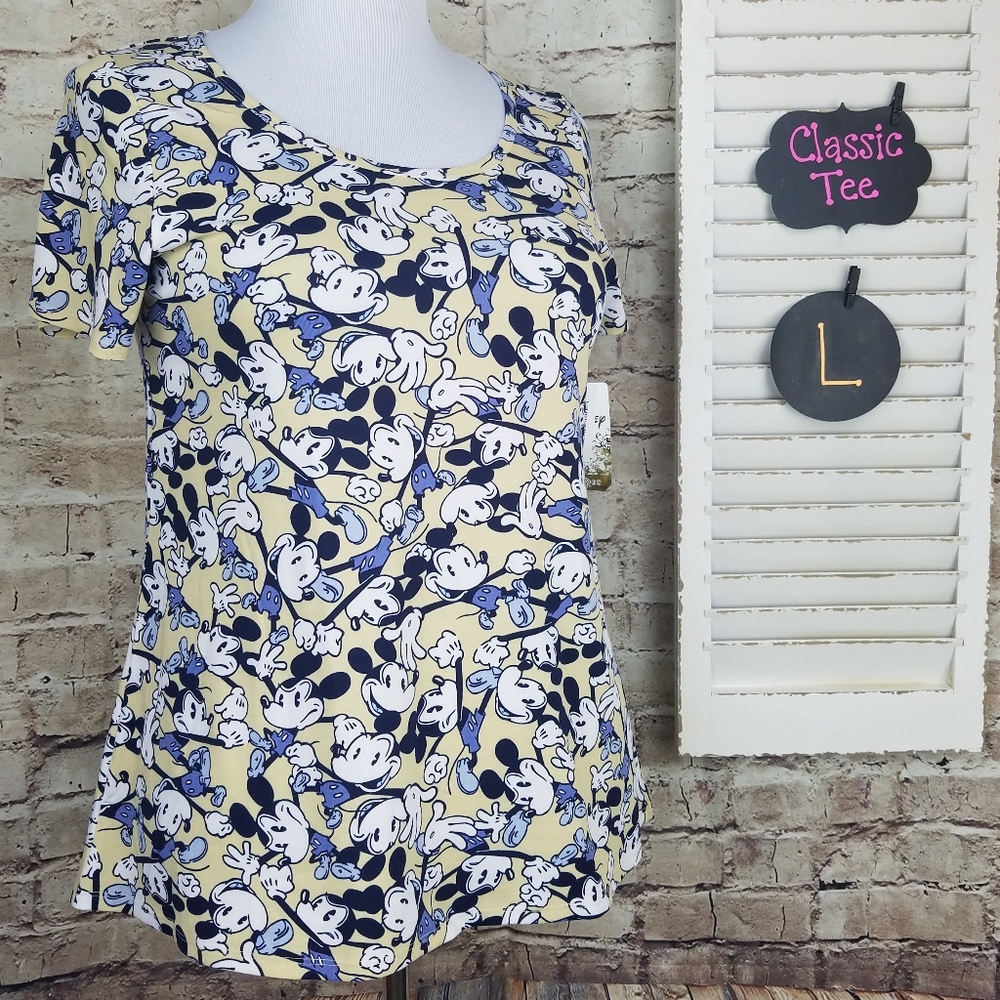 Disney Women's Vintage Mickey Mouse Tee - Blue and Cream